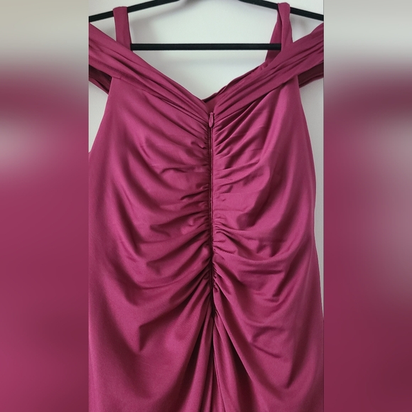 Azazie York Mulberry Off-Shoulder Floor-Length Evening Gown Dress - Picture 15 of 16